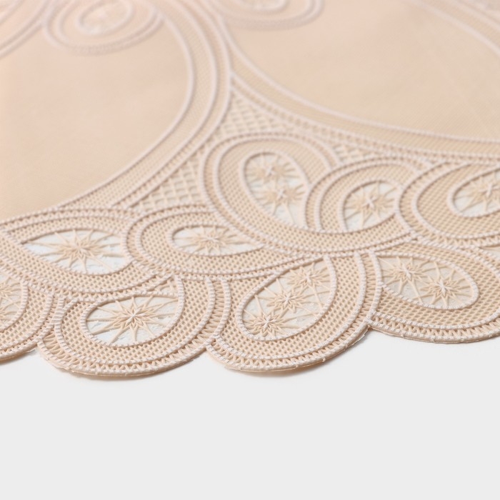Салфетка ажурная &laquo;Цветок&raquo;, 38&times;38 см, цвет бежевый
