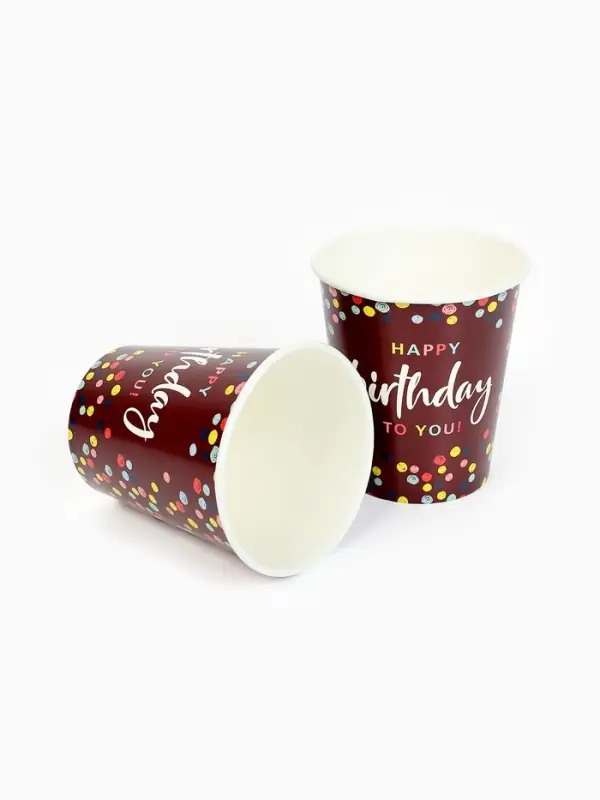 Стакан одноразовый бумажный &laquo;Happy Birthday&raquo; , конфетти 250 мл