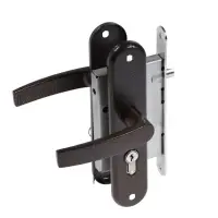 Замок врезной LOCKLAND RD005, с ручкой, B/S 55 мм, 4 ключа, цвет коричневый