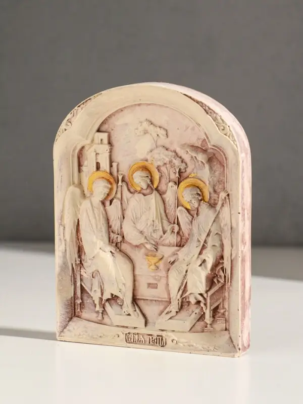 Икона с подвесом "Святая троица", размер 12х9х2 см, гипс, роспись