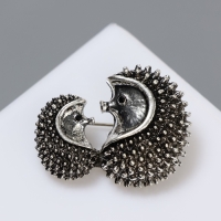 Брошь &laquo;Ёжики&raquo; мини, цвет чернёного серебра