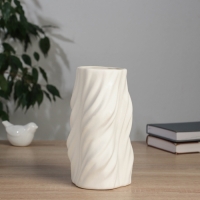 Керамическая ваза декоративная настольная &laquo;Оскар&raquo;, для цветов, сухоцветов, d-8 см, 20&times;10.5 см, белый