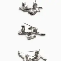 Броши "Голубь, листик, подснежник" (набор 3шт), цветной в серебре