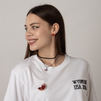 Серьги со стразами «Сердце» sweet love, цвет красный в золоте Серьги со стразами «Сердце» sweet love, цвет красный в золоте