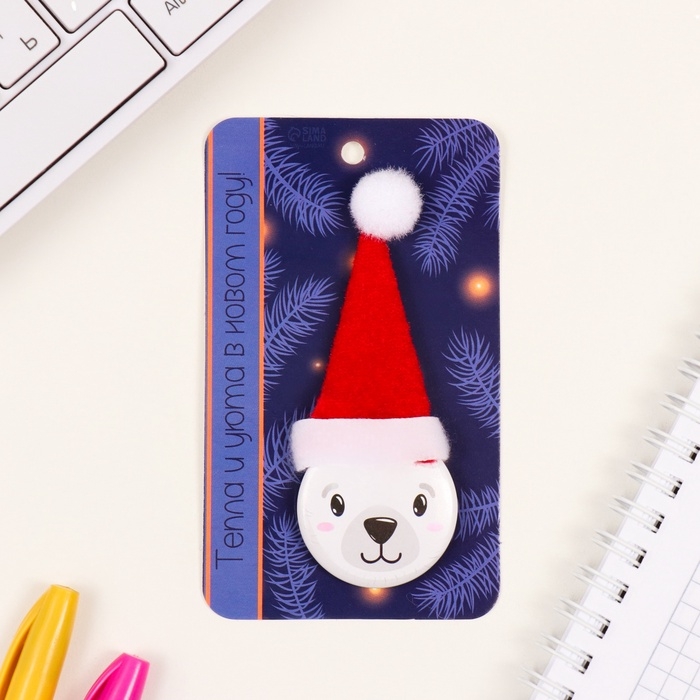 Значок закатной с колпаком d=35 мм "Мишка" 6,5х11 см