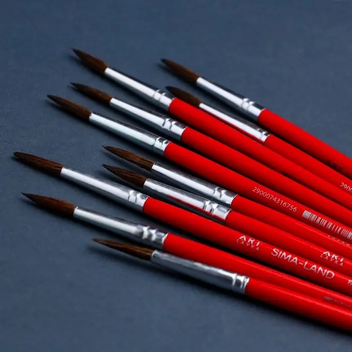 Кисть для рисования из волоса белка круглая №5 (диаметр обоймы 4 мм; длина ворса 17 мм)