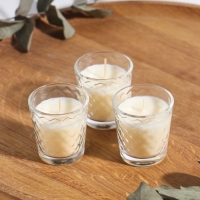 Свеча ароматическая в стакане (набор 3 шт) по 50 мл, 10 ч, 32 гр, ВАНИЛЬ