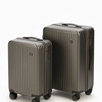 Чемодан 20", PС, 34*22*56, отд на молнии, код замок, 4 колеса, т. серый