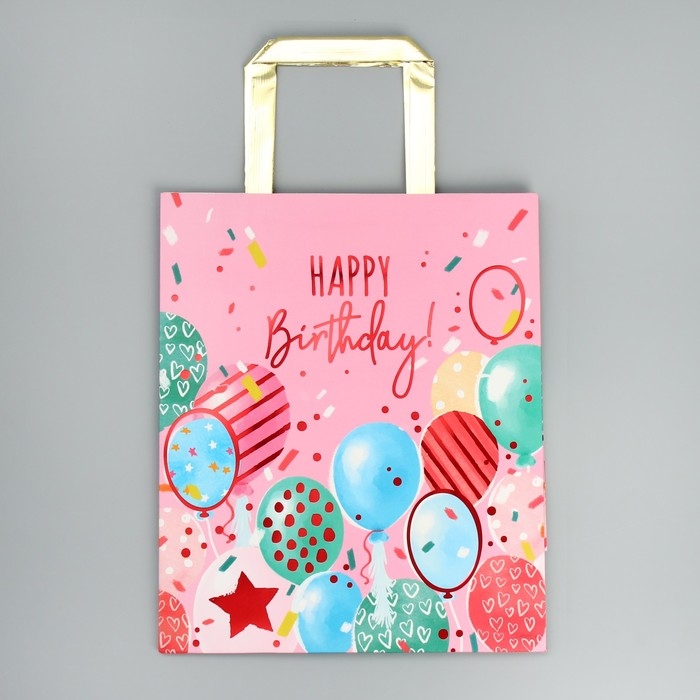Пакет подарочный, упаковка, Happy Birthday, ML 23 х 27 х 11.5 см