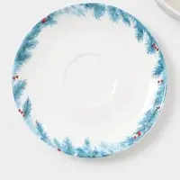 Чайная пара новогодняя &laquo;Зимний вечер&raquo;, 2 предмета: чашка 210 мл, блюдце d=15 см, фарфор, белая