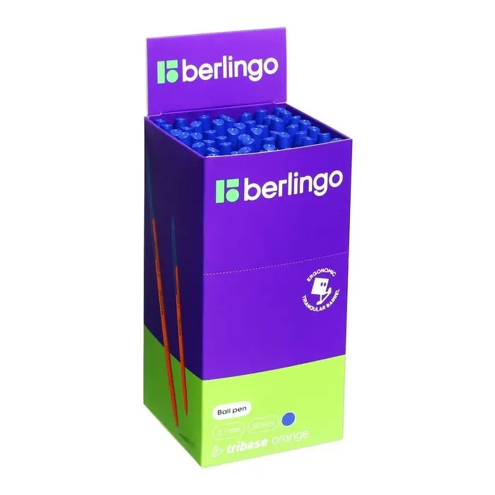 Ручка шариковая Berlingo Tribase Orange, стержень синий 0.7, корпус оранжевый