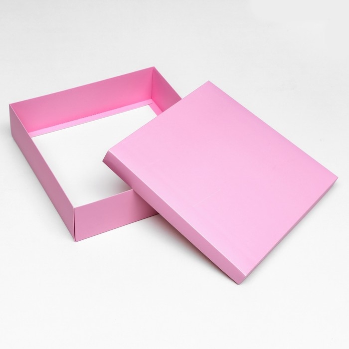Коробка подарочная складная, упаковка, крышка-дно, розовая, 30 х 30 х 8 см