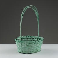 Набор корзин плетеных, 22х18х10/34 см, 24х19х10/36 см, 27х21х10/38 см, 3 шт, зелёные, бамбук 1029629