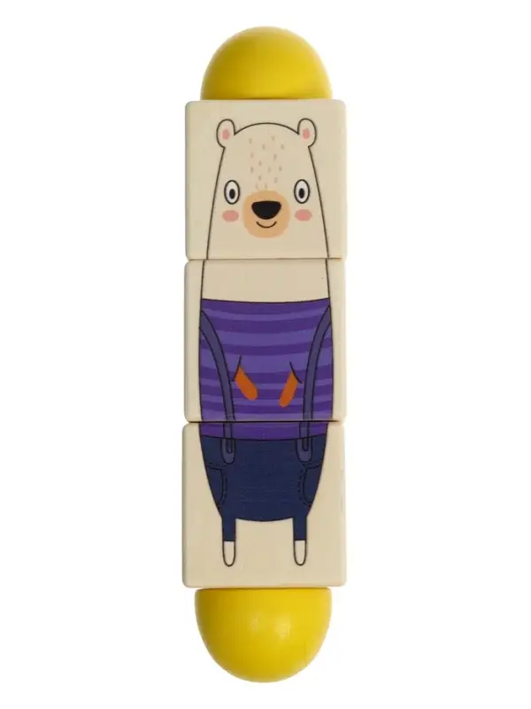 Кубики деревянные на оси  &laquo;Животные&raquo; , 3 кубика