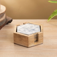 Подставка под горячее (набор 4 шт) "Синие птицы" дерево манго 15х13х5 см