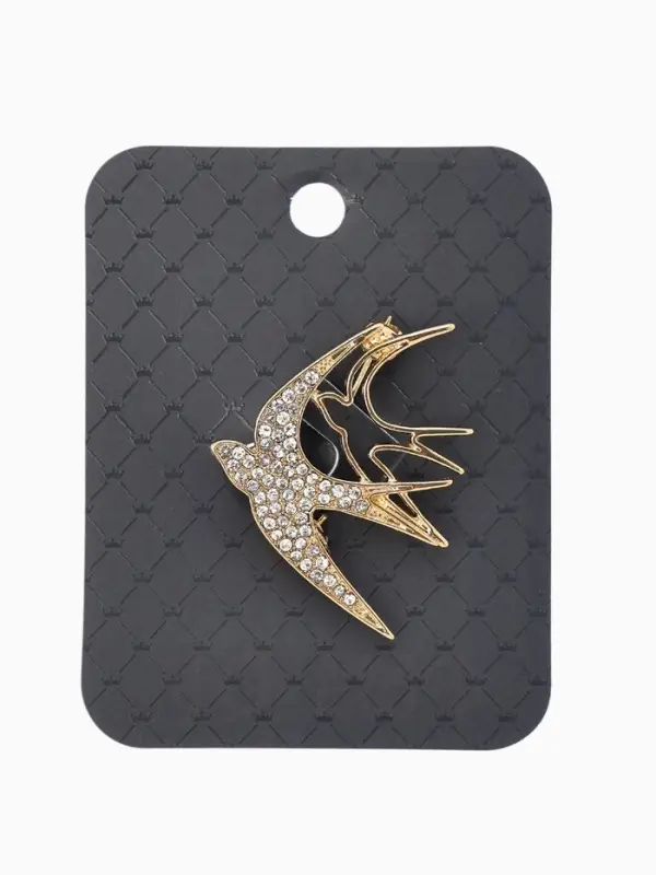 Брошь "Ласточки", цвет белый в золоте