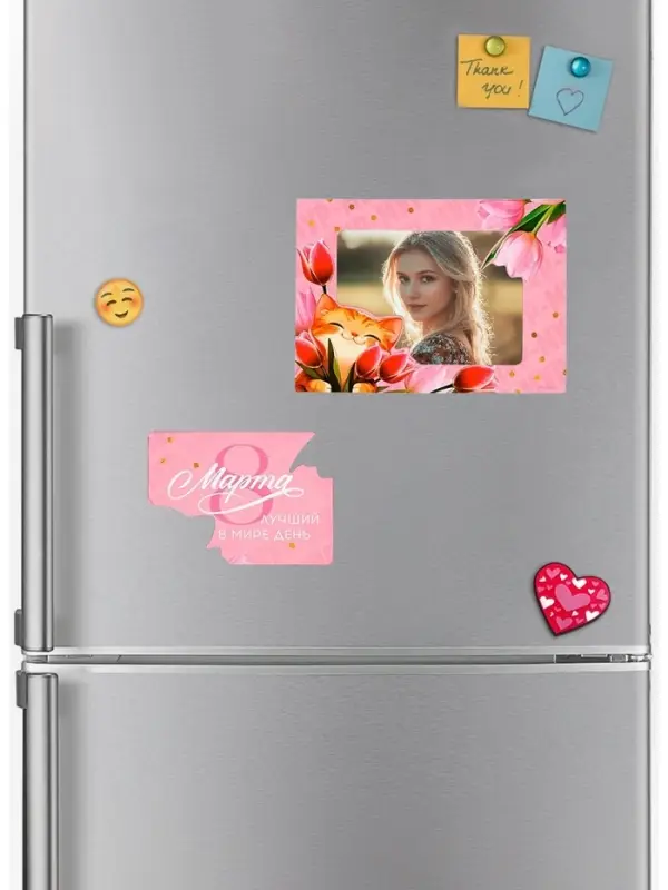Магнит фоторамка &laquo;Лучший в мире день. 8 марта&raquo;, 10&times;14 см