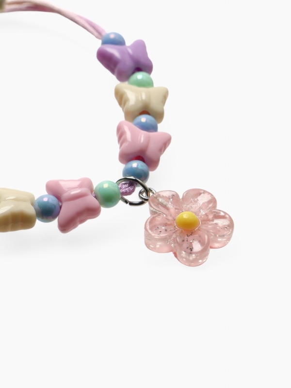 Браслет детский Браслет детский "Выбражулька" на затяжке,, цветок с бусинами бабочки, цветной