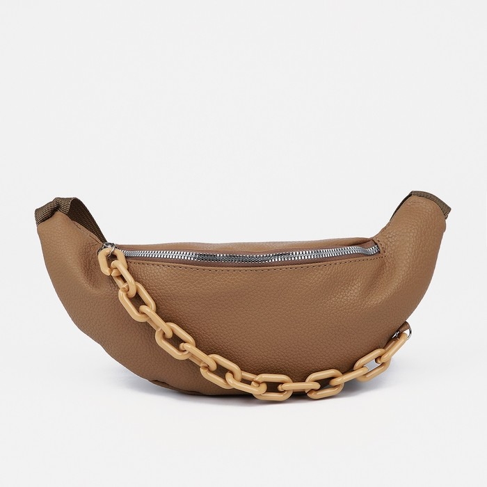 Поясная сумка на молнии, цвет бежевый Поясная сумка на молнии, цвет бежевый