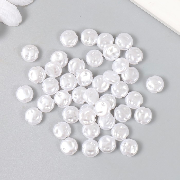Бусины для творчества пластик "Круглый плоский жемчуг" набор 40 шт 0,8х0,8х0,4 см
