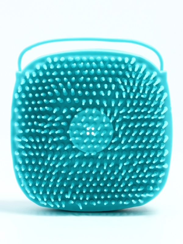 Щётка для мытья и массажа животных, с емкостью для шампуня, бирюзовая