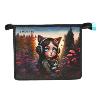 Папка для тетрадей А5, Naruto, 190х230, молния сверху, пластиковая, голубая вставка, "Девочка"