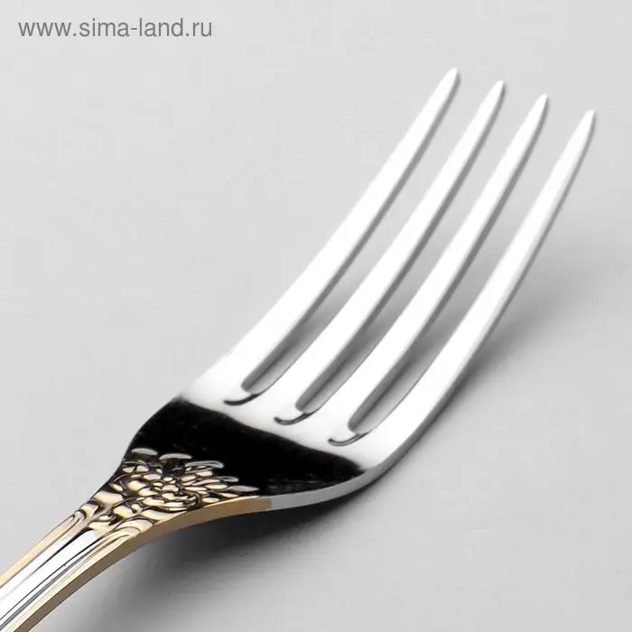 Вилка столовая &laquo;Тройка&raquo;, h=19,5 см, толщина 2 мм, локальное нитрид-титановое покрытие