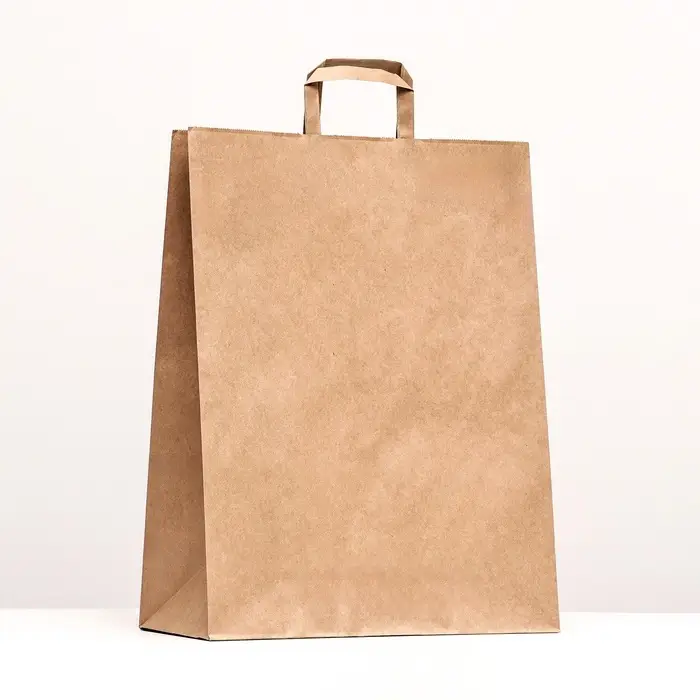Пакет крафт без печати, плоская ручка 35&times;15&times;45 см