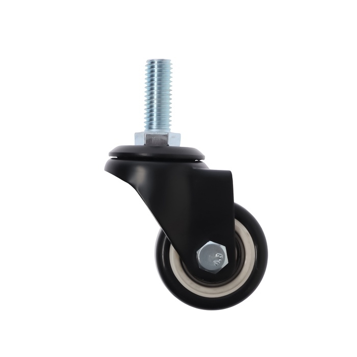 Колесо мебельное ТУНДРА, d=40 мм, поворотное, с футоркой 10х25 мм, без тормоза, черное