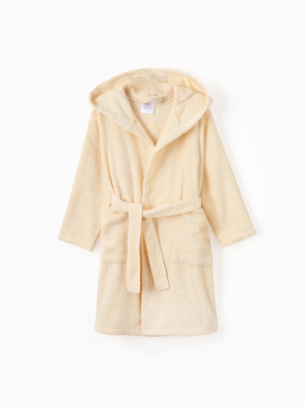 Халат махровый детский "Мишка" р-р 32 (110-116 см), бежевый