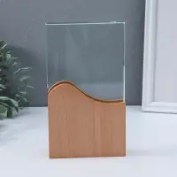 Стела наградная стекло, дерево "Волна" верх 12,3х12,2 см низ 12,3х12 см 3,5х12х21,3 см