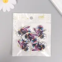 Декор для творчества дерево "Цветная пчела" 3,3х3,9х0,3 см