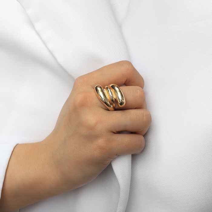 Кольцо металл &laquo;Тренд&raquo; тройная волна, цвет золото, размер 17