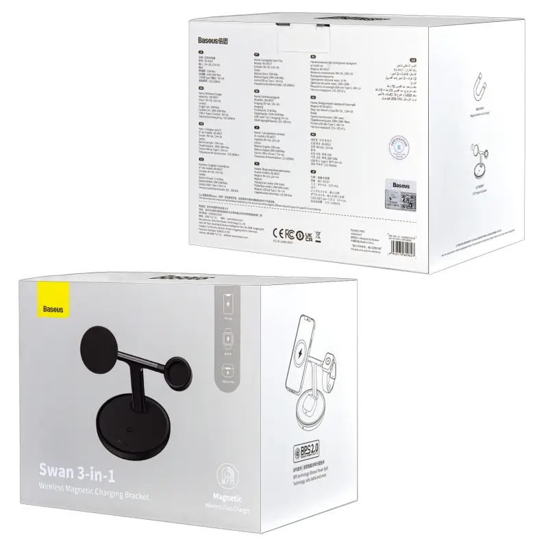 Беспроводное зарядное устройство 3 в 1 подставка (телефон + APods + часы) Baseus черное WXTE000101