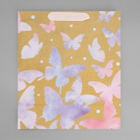 Пакет подарочный крафтовый вертикальный, упаковка, &laquo;Акварельный&raquo;, ML 23 х 27 х 11,5 см