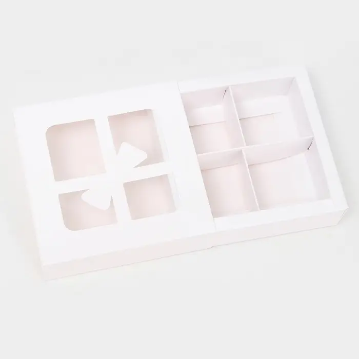 Коробка для 4 конфеты &laquo;Бантик&raquo;, белый 12.5&times;12.5&times;3.5 см