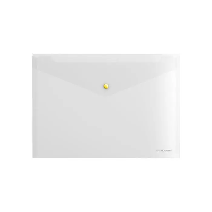 Папка-конверт на кнопке А4, 160 мкм, ErichKrause Glossy Clear, глянцевая, с цветной кнопкой, прозрачная, микс
