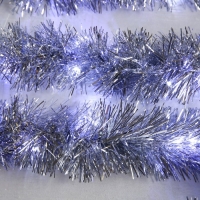 Гирлянда &laquo;Мишура&raquo; 1 м роса, IP20, серебристая нить, 22 LED, 6 слоёв, d=7 см, батарейки CR2032х2 (в комплекте), свечение белое