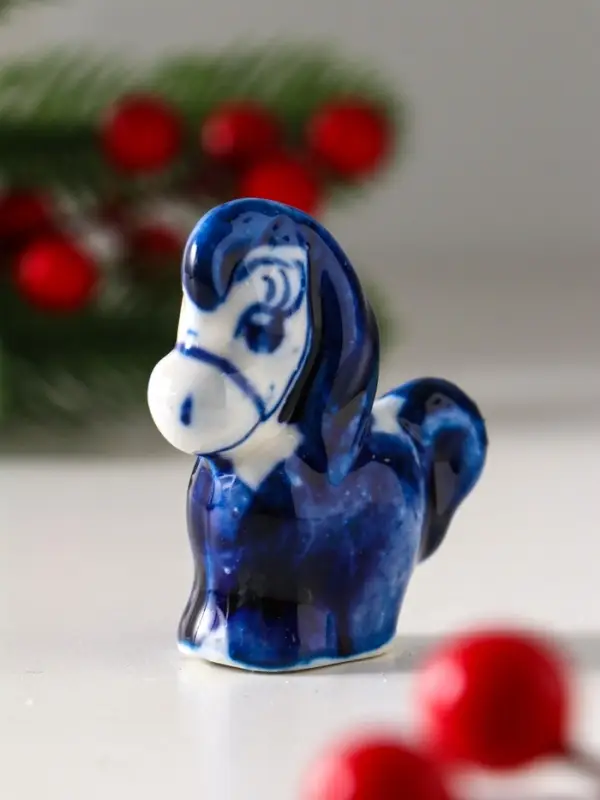 Сувенир "Конь Огонь",5х5 см, гжель