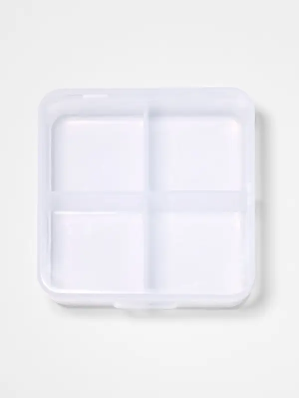 Таблетница, 4 секции, 7&times;6.7&times;2.4 см, прозрачная