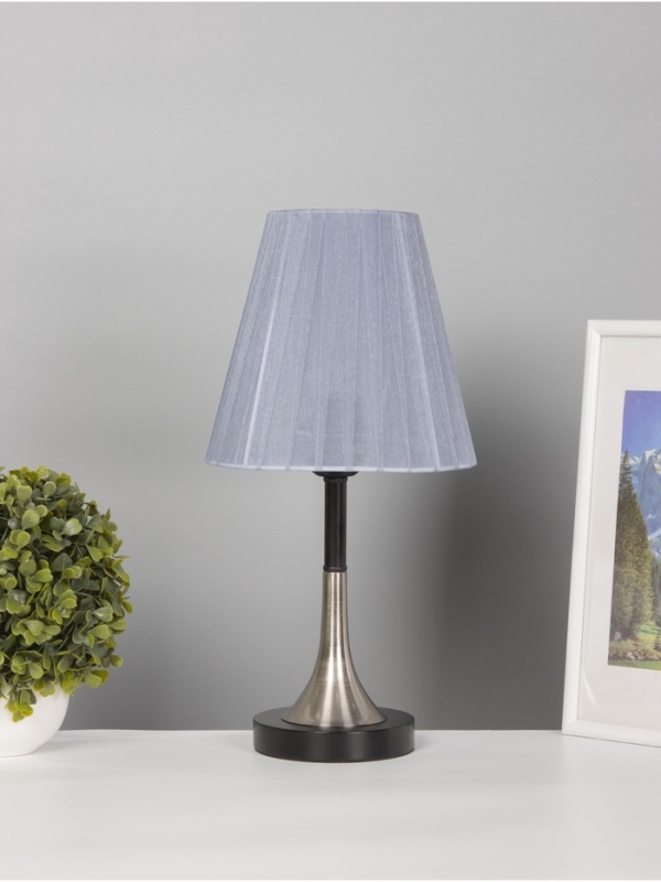 Лампа настольная BayerLux "Рита" 1х40Вт Е27 черный/серебро/серый 20х20х40см