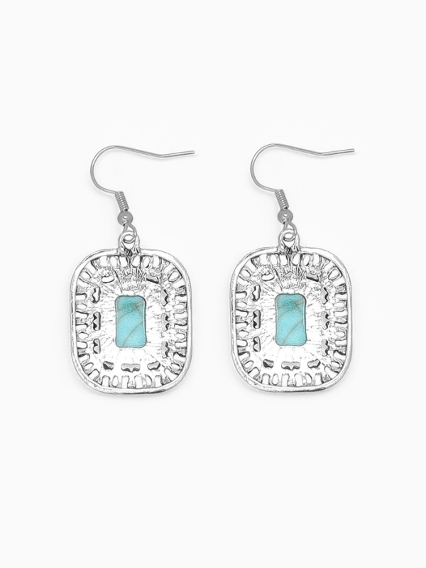 Серьги &laquo;Бирюзовый мир&raquo; прямоугольник, цвет голубой в чернённом серебре