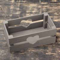 Кашпо деревянное 24.5&times;13.5&times;9 см "Двушка Лайт" реечное, сердце, серый Дарим Красиво