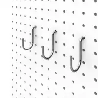 Крючок загнутый с зацепом на перфорированную ДСП панель, d=4 мм, 6&times;2&times;3,6 см, цвет хром