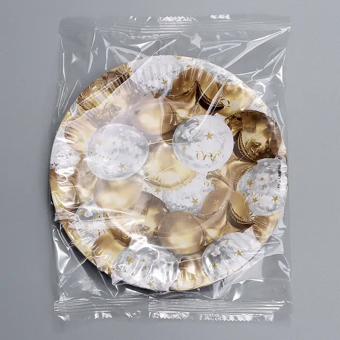 Тарелка одноразовая бумажная &laquo;Золотые шары&raquo;, 18 см