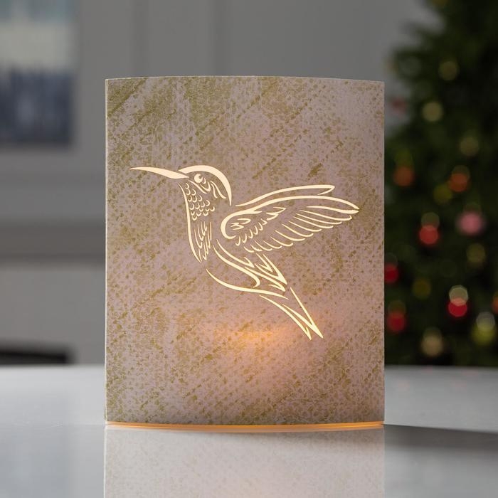 Светодиодная фигура &laquo;Колибри&raquo; 13 &times; 16 &times; 5 см, картон, батарейка ААх2 (не в комплекте), свечение тёплое белое