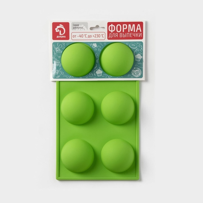 Форма для выпечки Доляна &laquo;Фигуры. Полусфера&raquo;, силикон, 27&times;18&times;3,5 см, 6 ячеек (7&times;7&times;3,5 см), цвет МИКС