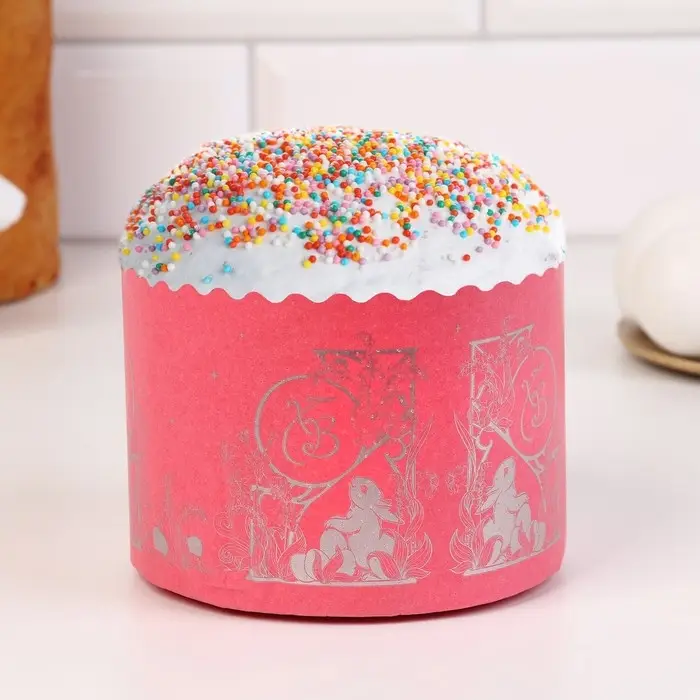 Форма для кулича бумажная &laquo;ХВ Зайчата&raquo;, 12.4&times;9 см, розовая