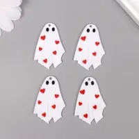 Декор для творчества акрил "Привидение с сердечками" 3,7х2,6х0,2 см