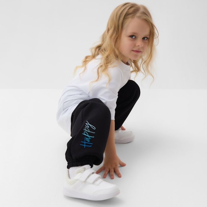 Брюки для девочки с начёсом MINAKU: Exclusive print, чёрные, Oversize рост 104 см Брюки для девочки с начёсом MINAKU: Exclusive print, чёрные, Oversize рост 104 см